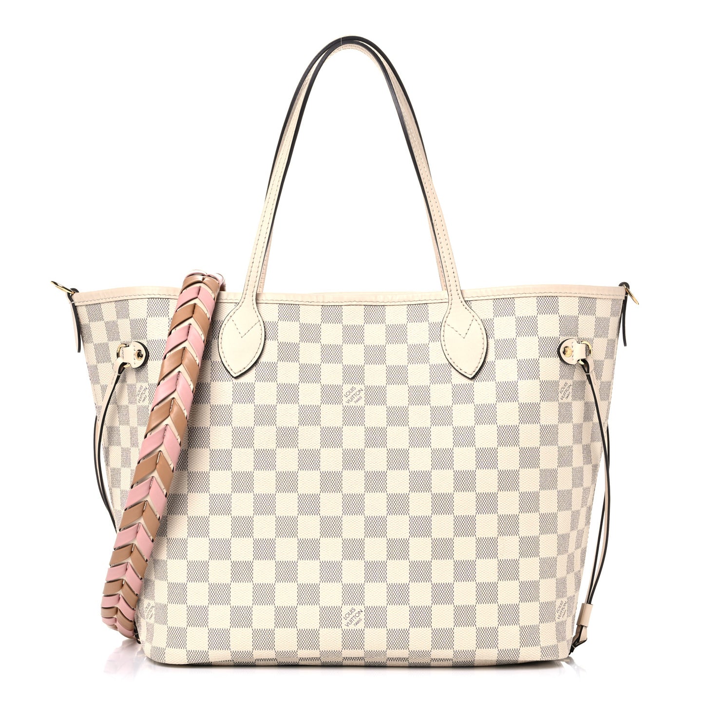 Damier Azur Braided Neverfull MM Pink