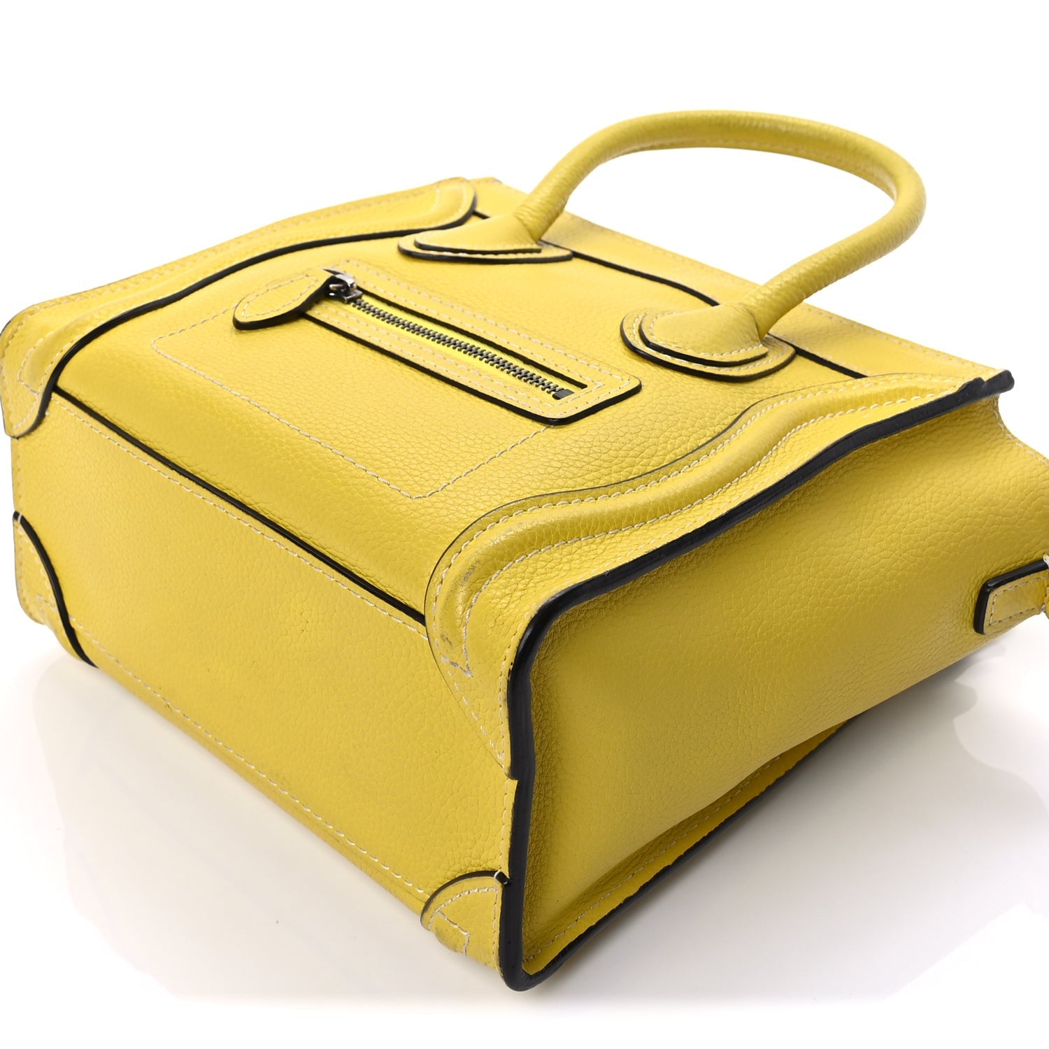 Celine Drummed Calfskin Nano Luggage  Citron 7 of 8