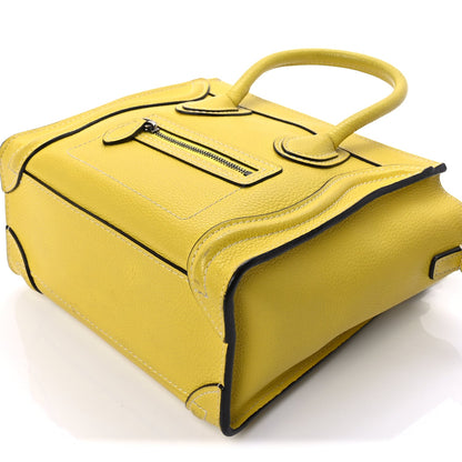 Celine Drummed Calfskin Nano Luggage  Citron 7 of 8