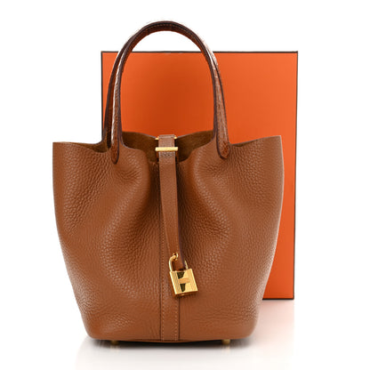 Hermes Taurillon Clemence Matte Alligator Picotin Lock Touch 18 PM Gold 11 of 11