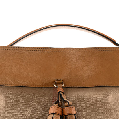 Burberry Grainy Calfskin Canvas Mega Check Medium Ashby Tassel Hobo Saddle Brown 9 of 12