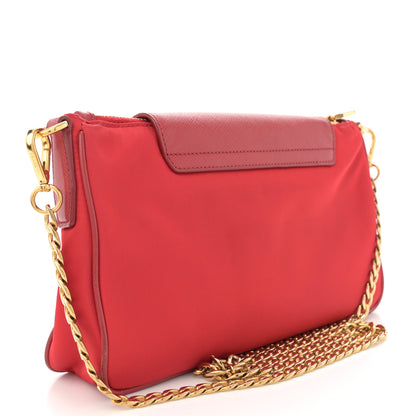 Prada Tessuto Nylon Saffiano Crossbody Bag Rosso 3 of 13