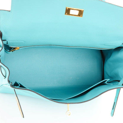 Hermes Togo Kelly Retourne 32 Bleu Atoll 13 of 26