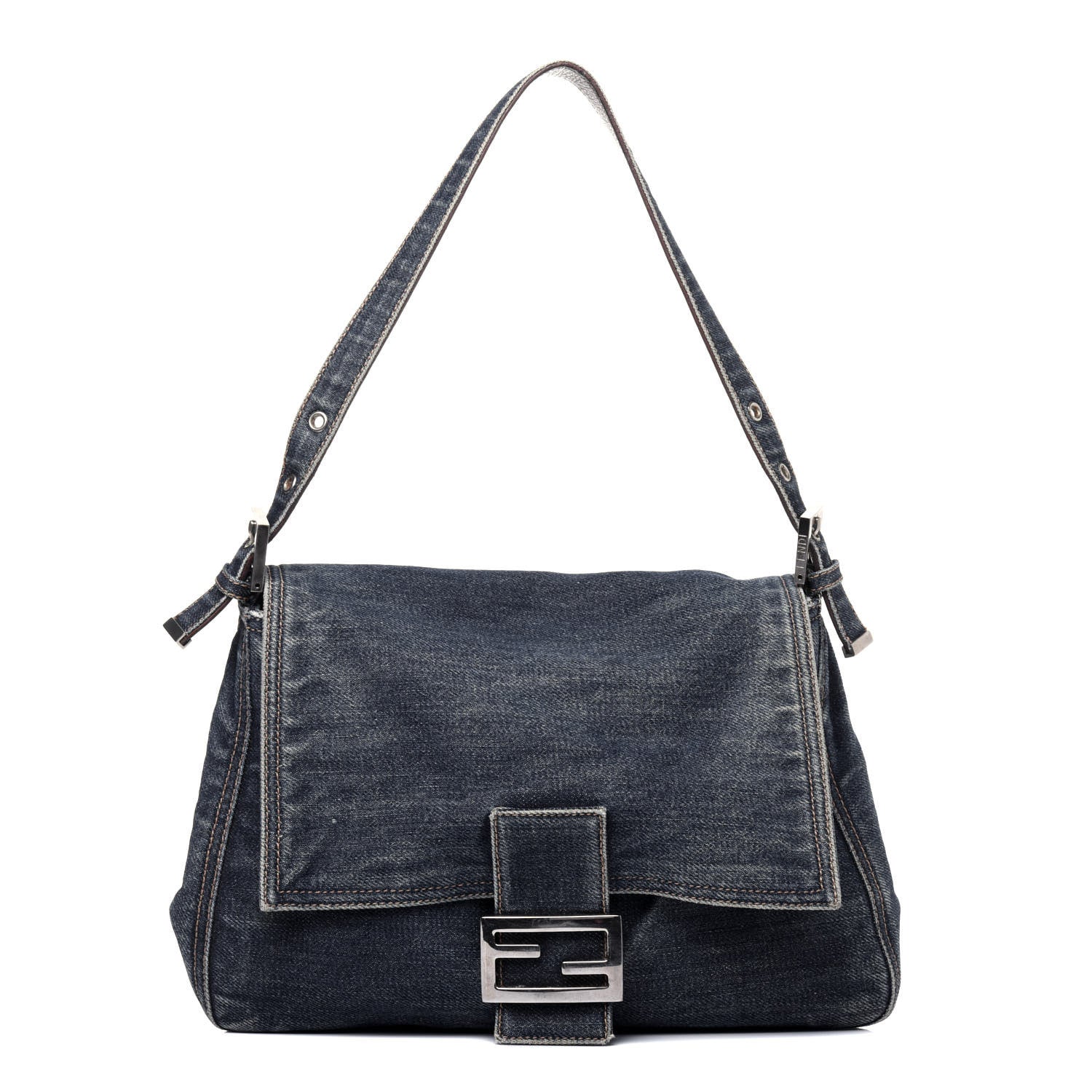 Fendi Denim Mama Baguette Blue 1 of 19