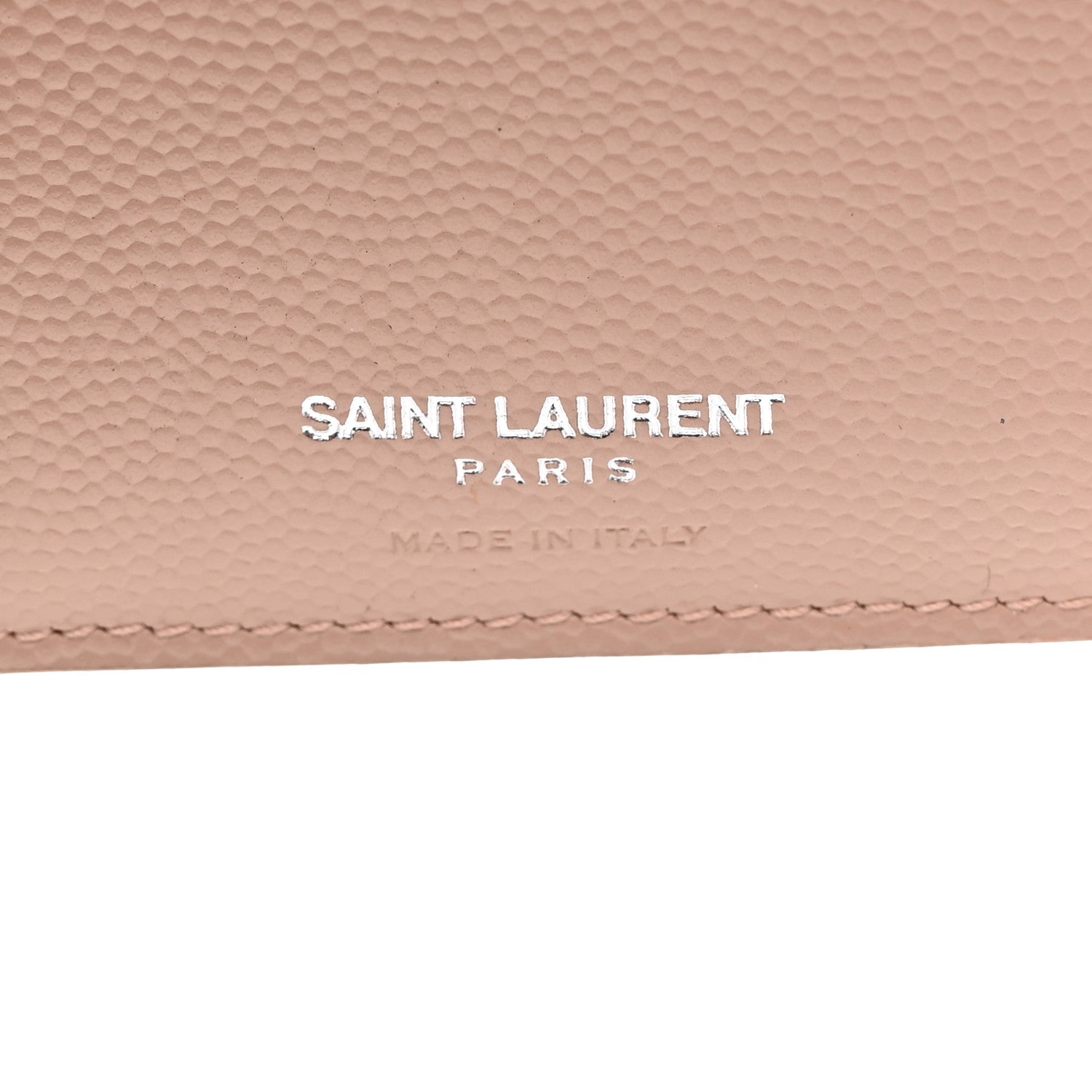 Saint Laurent Grain De Poudre Matelasse Chevron Monogram Compact Tri Fold Wallet Pale Pink 6 of 7