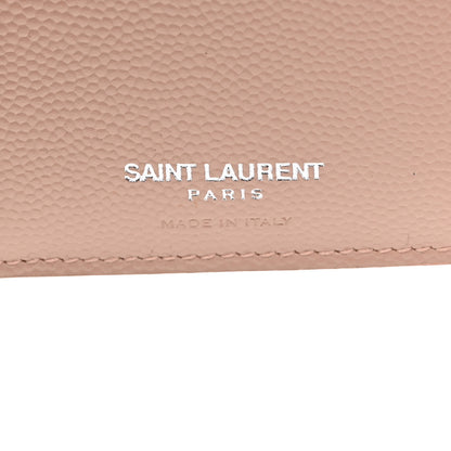 Saint Laurent Grain De Poudre Matelasse Chevron Monogram Compact Tri Fold Wallet Pale Pink 6 of 7