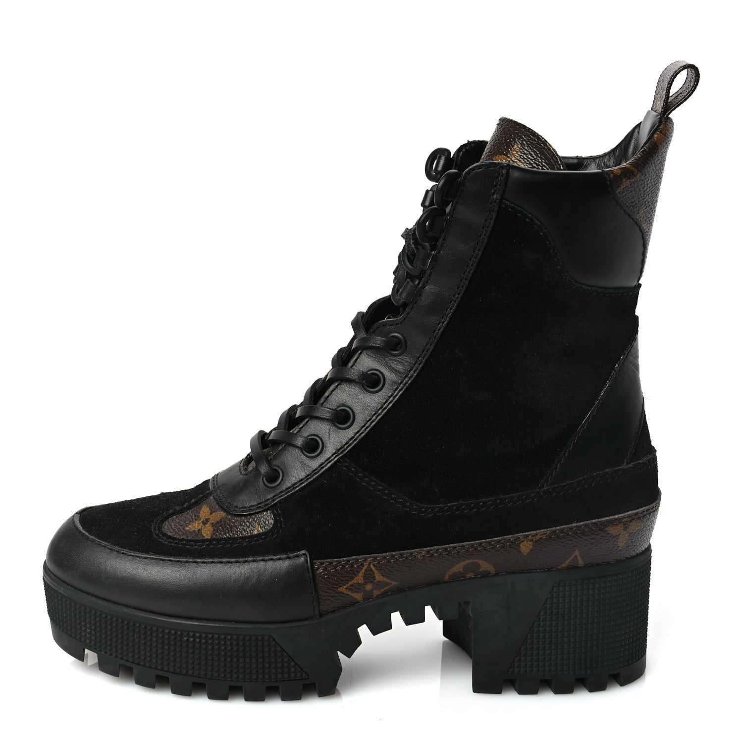 Louis Vuitton Suede Calfskin Monogram Laureate Platform Desert Boots 36.5 Black 1 of 7