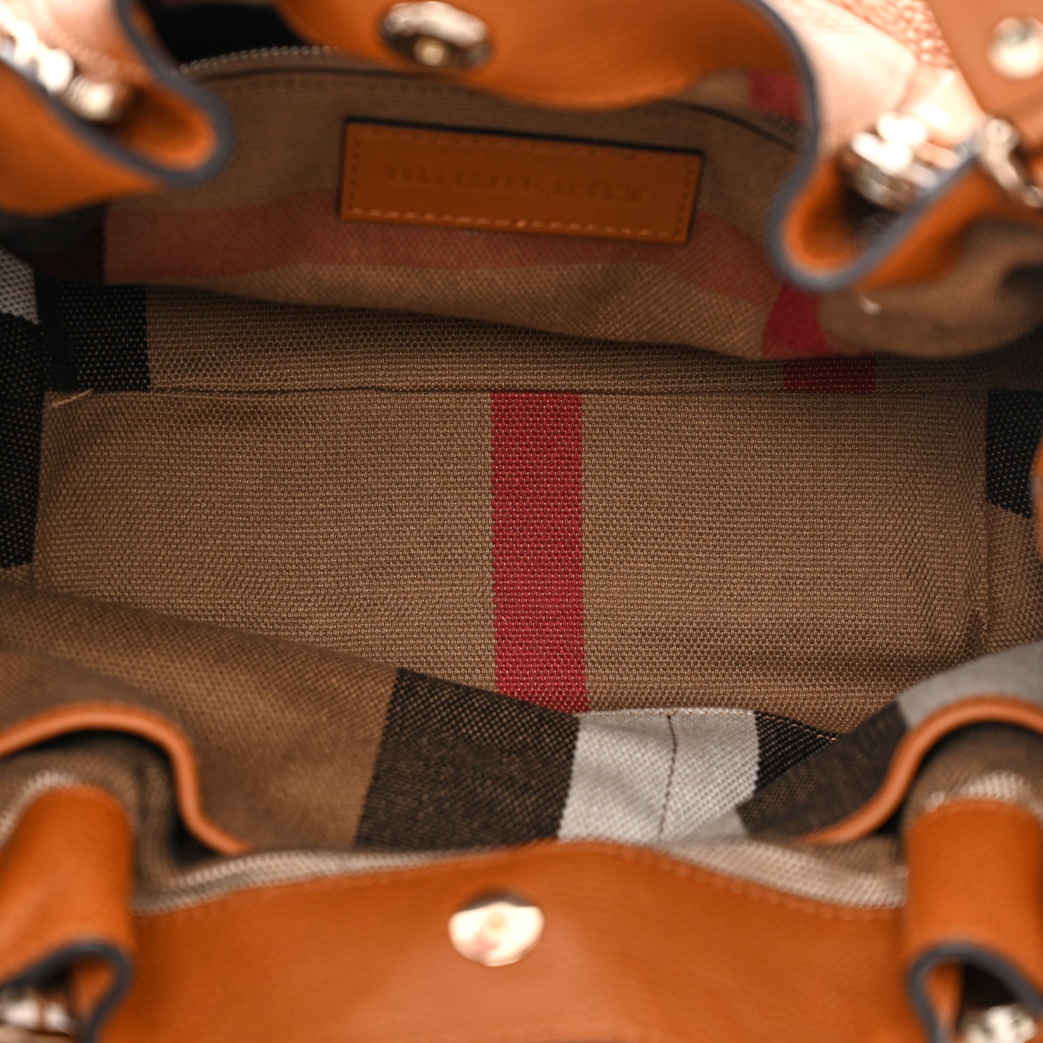 Burberry Grainy Calfskin House Check Small Maidstone Saddle Brown 5 of 24