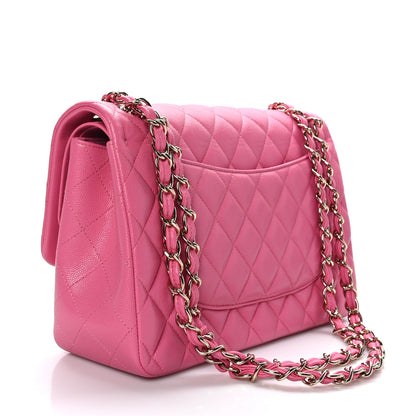 Chanel Caviar Quilted Jumbo Double Flap Pink 3 of 9