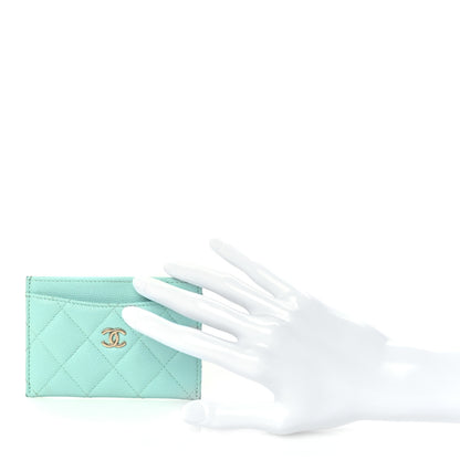 Chanel Caviar Quilted Flap Card Holder  Light Blue 2 of 8