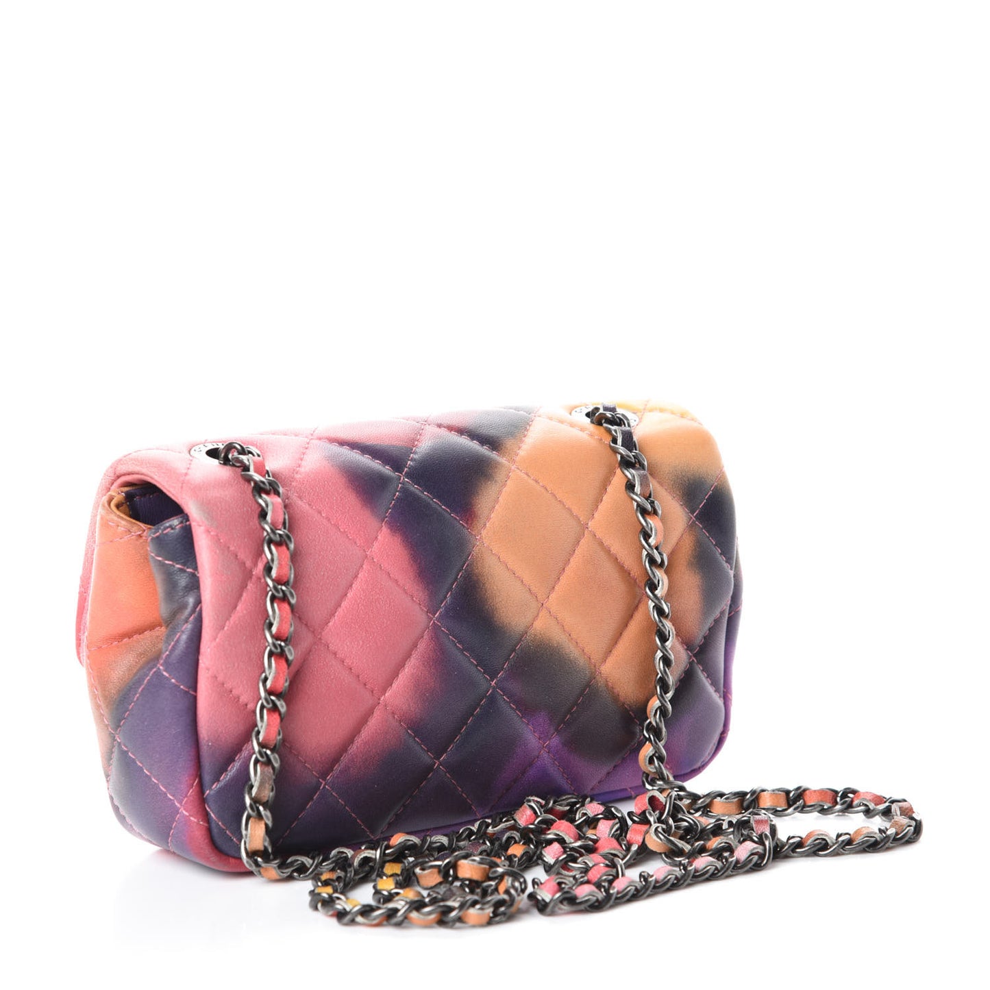 Lambskin Quilted Extra Mini Flower Power Flap Multicolor