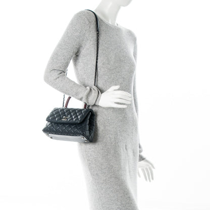 Chanel Caviar Lizard Quilted Mini Coco Handle Flap Navy 2 of 7