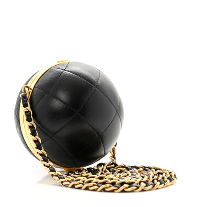 Chanel Lambskin Quilted Sphere Minaudiere Chain Clutch Black 3 of 7