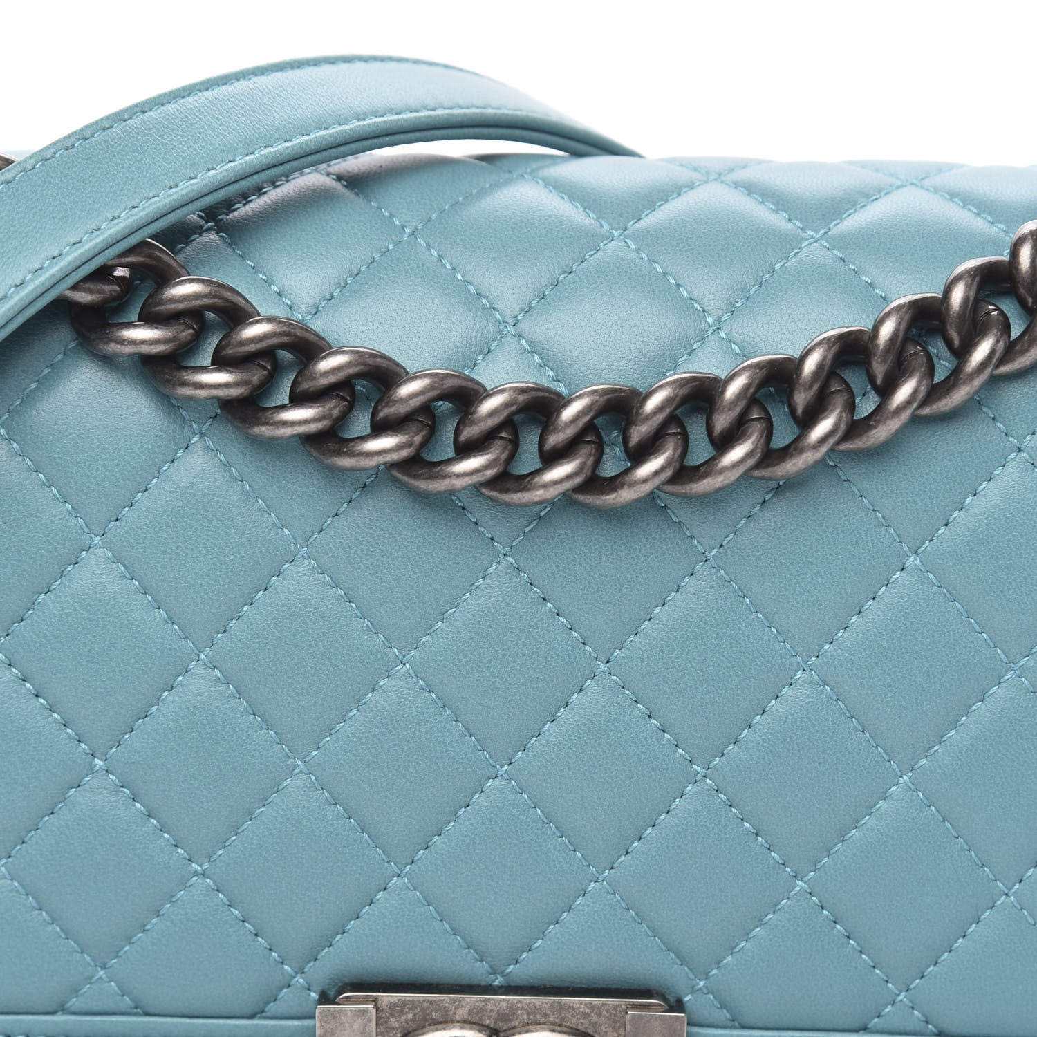 Chanel Lambskin Quilted Medium Boy Flap Turquoise 12 of 13