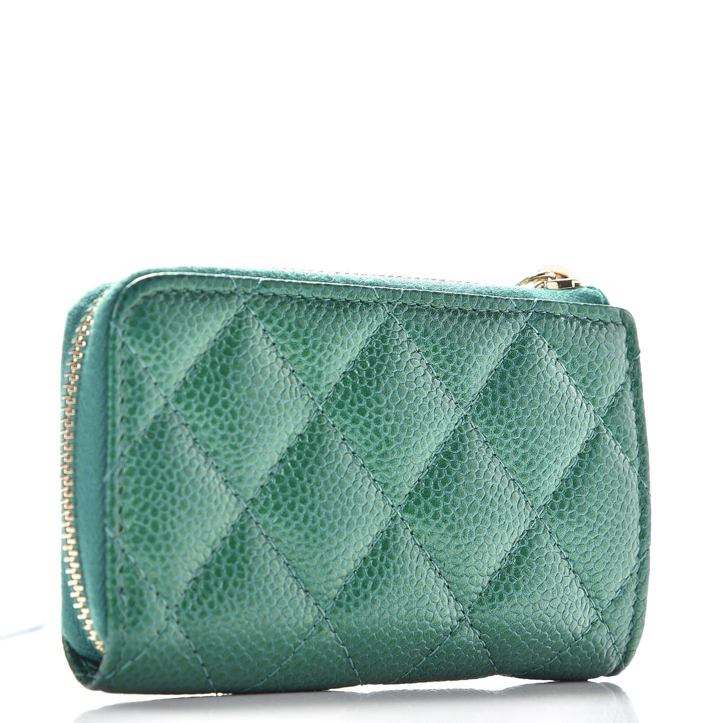 Metallic Caviar Quilted Key Holder Case Green