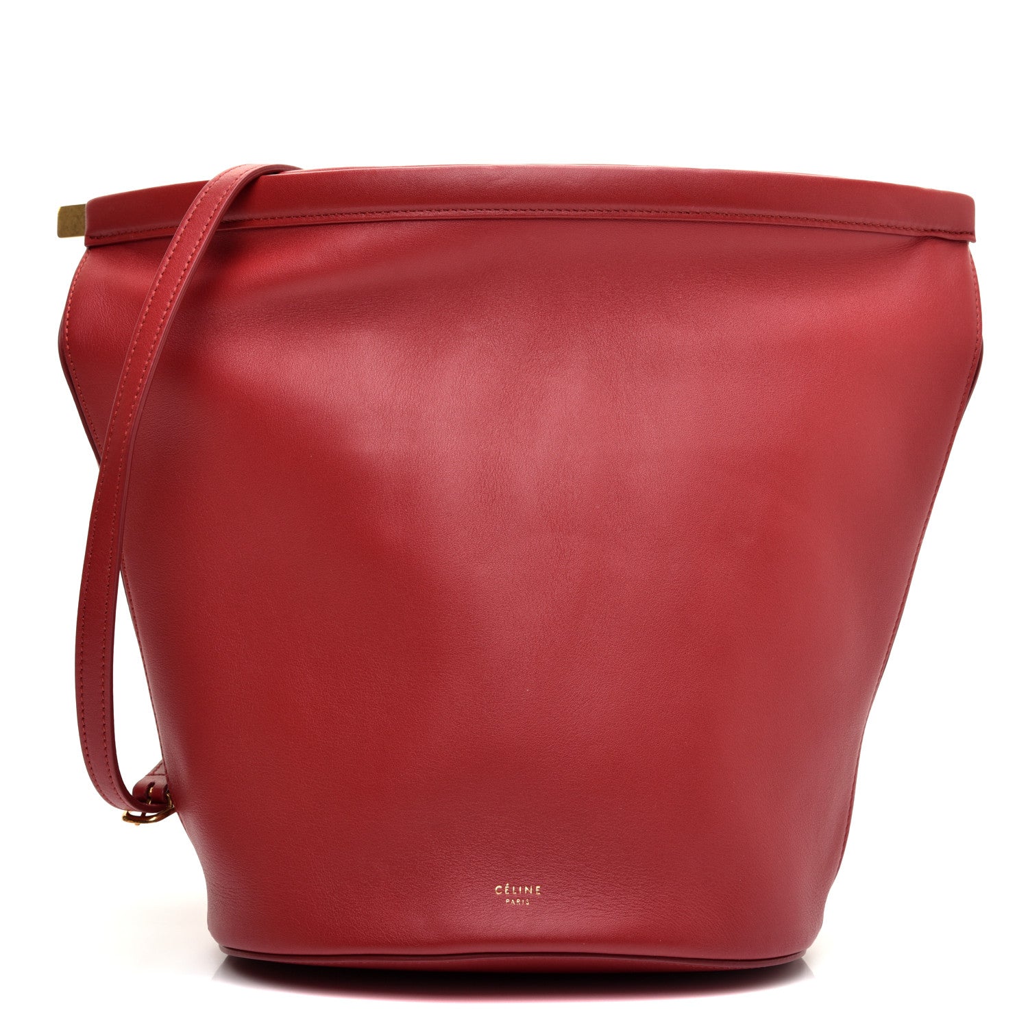 Celine Smooth Calfskin Clasp Bucket Bag Red 1 of 9