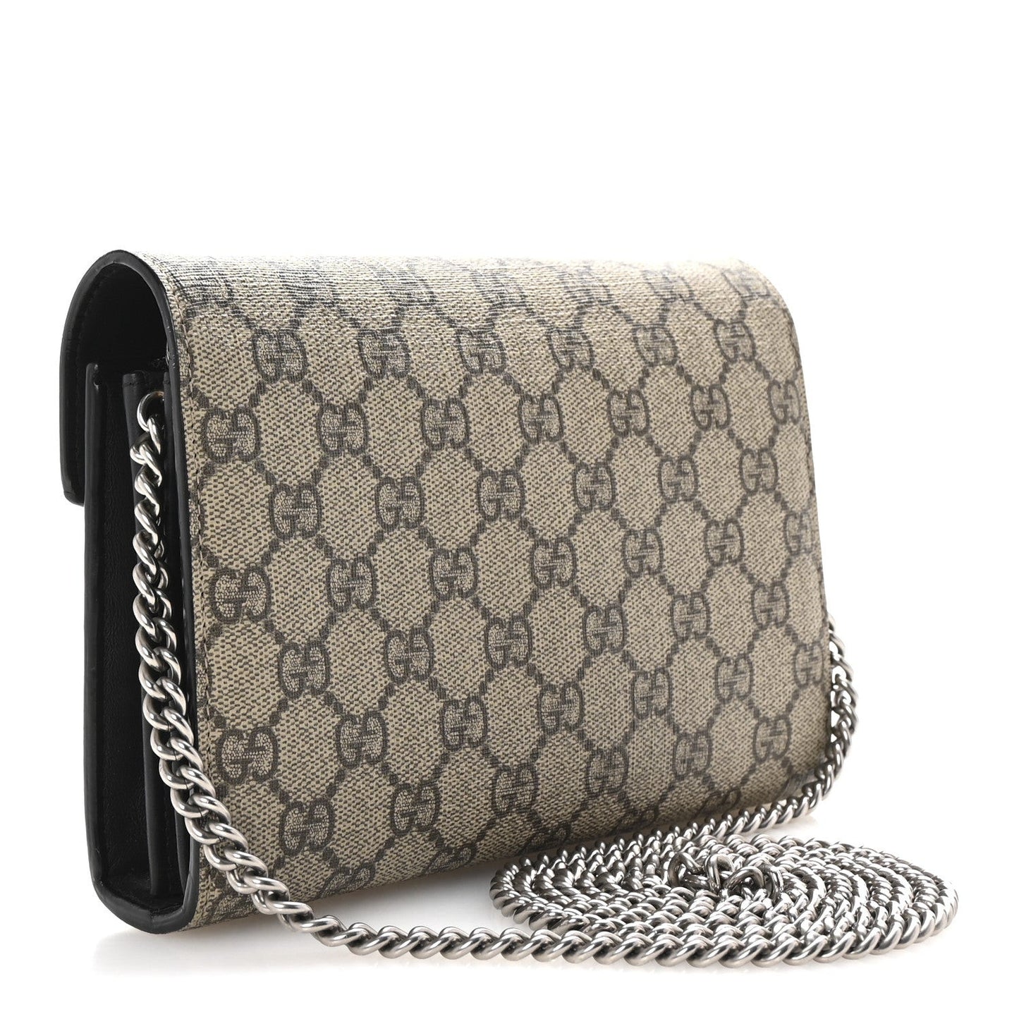 GG Supreme Monogram Mini Dionysus Chain Wallet Beige Black