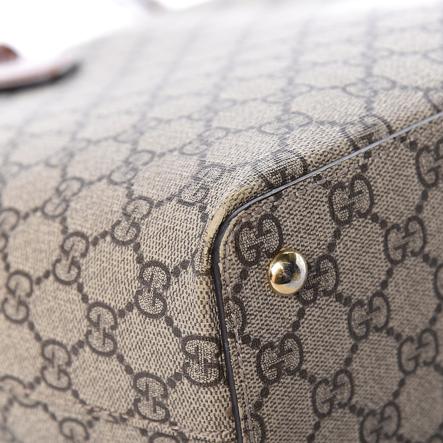 GG Supreme Monogram Medium Zippered Bucket Tote Beige Tuscany