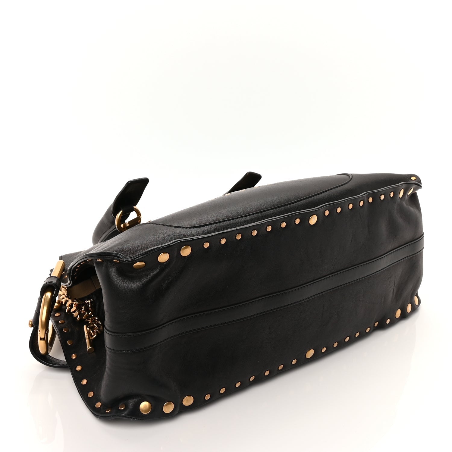 Chloe Calfskin Studded Hayley Double Carry Satchel  Black 3 of 8