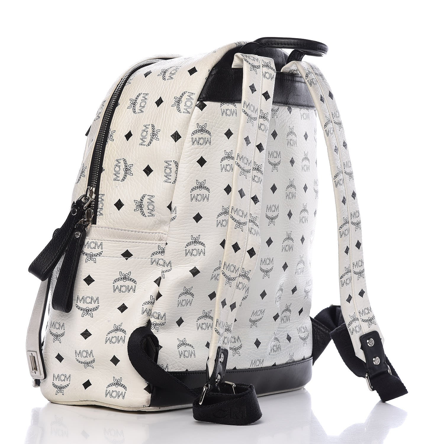 MCM Visetos Studded Medium Dual Stark Backpack White 4 of 32