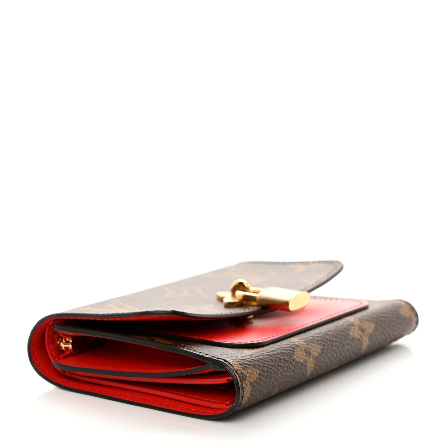 Monogram Flower Lock Compact Wallet Coquelicot