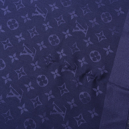 Louis Vuitton Silk Wool Monogram Shawl Night Blue 4 of 6