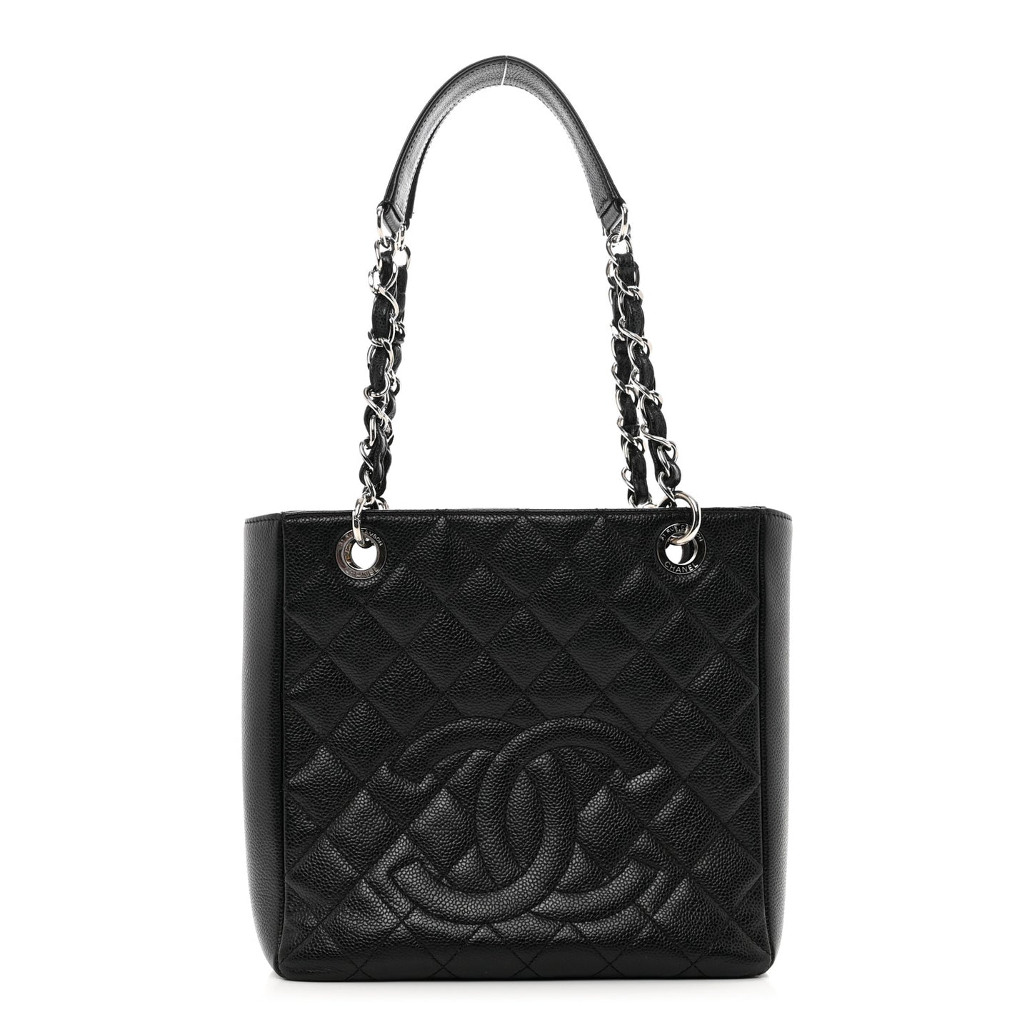 Caviar Quilted Petit Shopping Tote PST Black