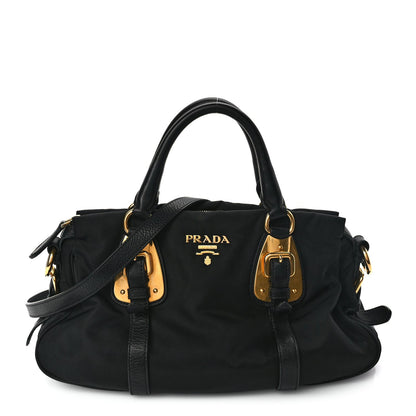 Prada Tessuto Nylon Soft Calfskin Shopping Satchel Black 1 of 8