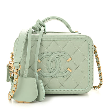 Chanel Caviar Quilted Small CC Filigree Vanity Case Mint 1 of 12