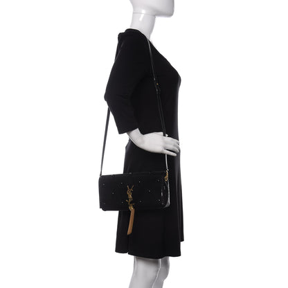 Saint Laurent Sequin Satin Monogram Tassel Kate 99 Black 2 of 11