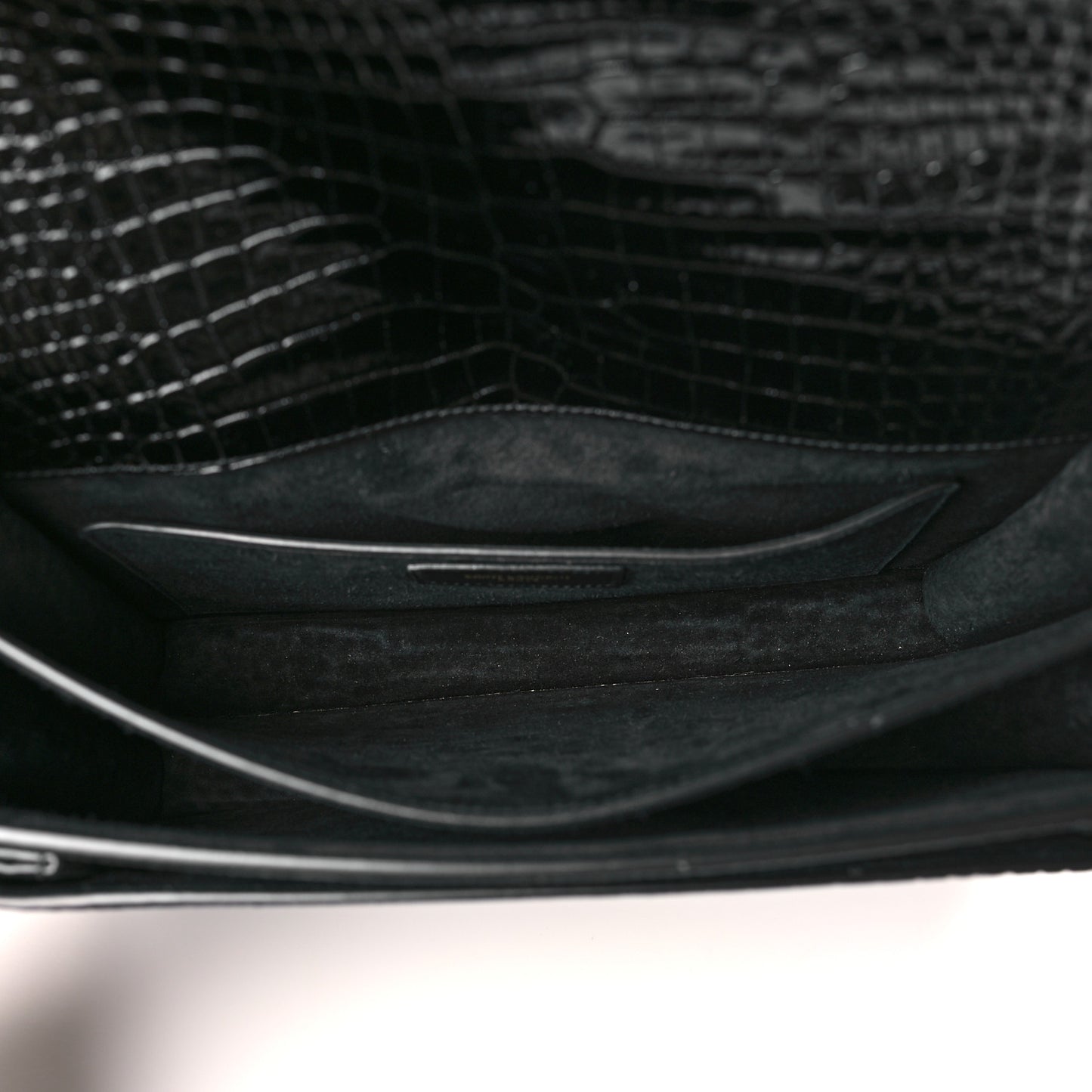 Calfskin Crocodile Embossed Large Monogram Sunset Black