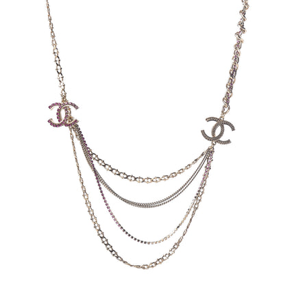 Chanel Crystal CC Multi Strand Necklace Gold 1 of 8