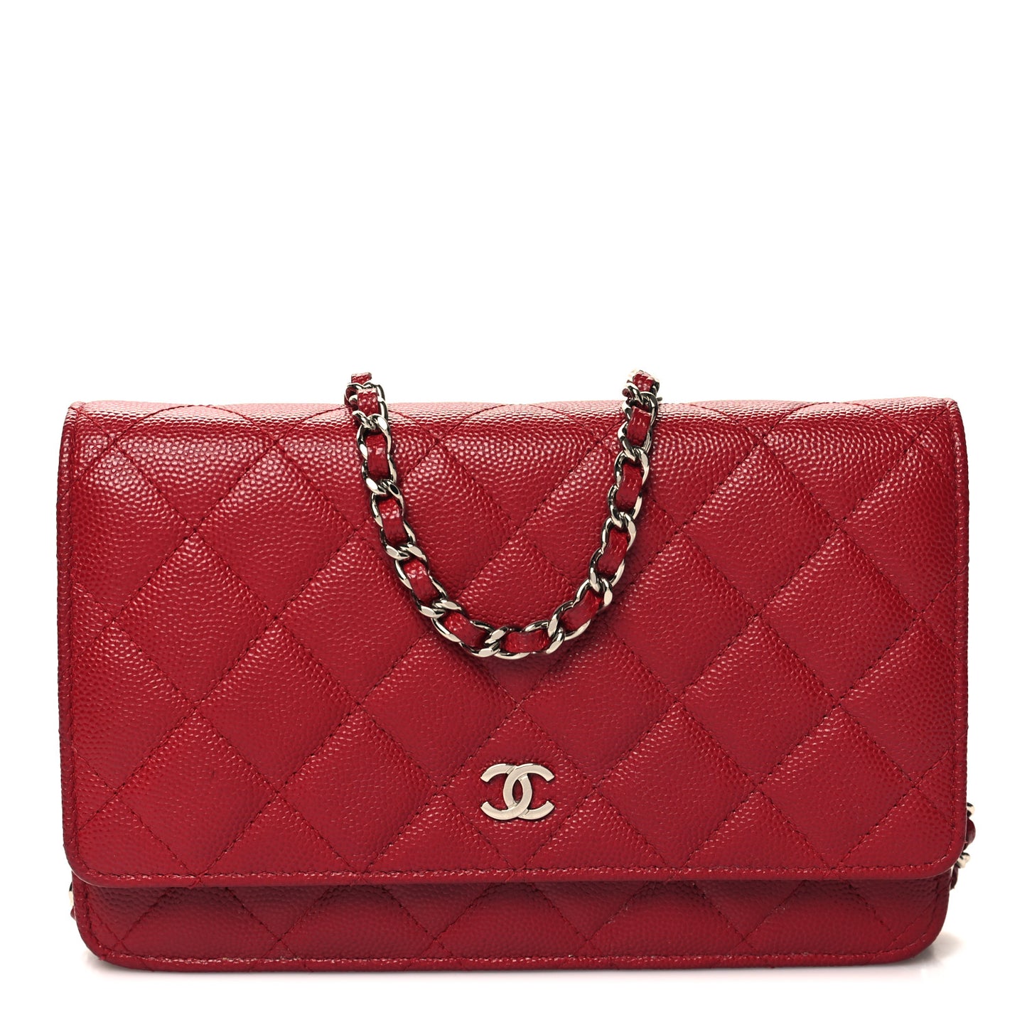Caviar Quilted Wallet on Chain WOC Red