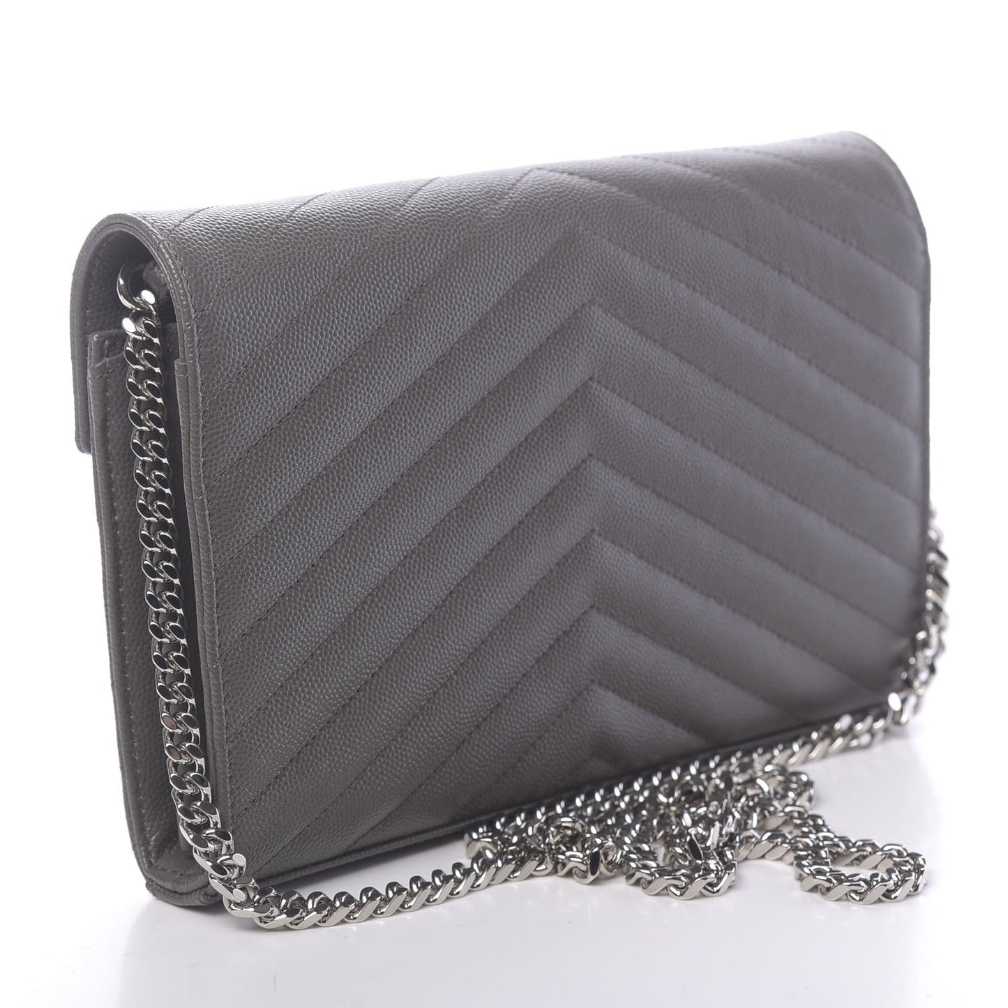 Grain De Poudre Matelasse Chevron Monogram Chain Wallet Earth