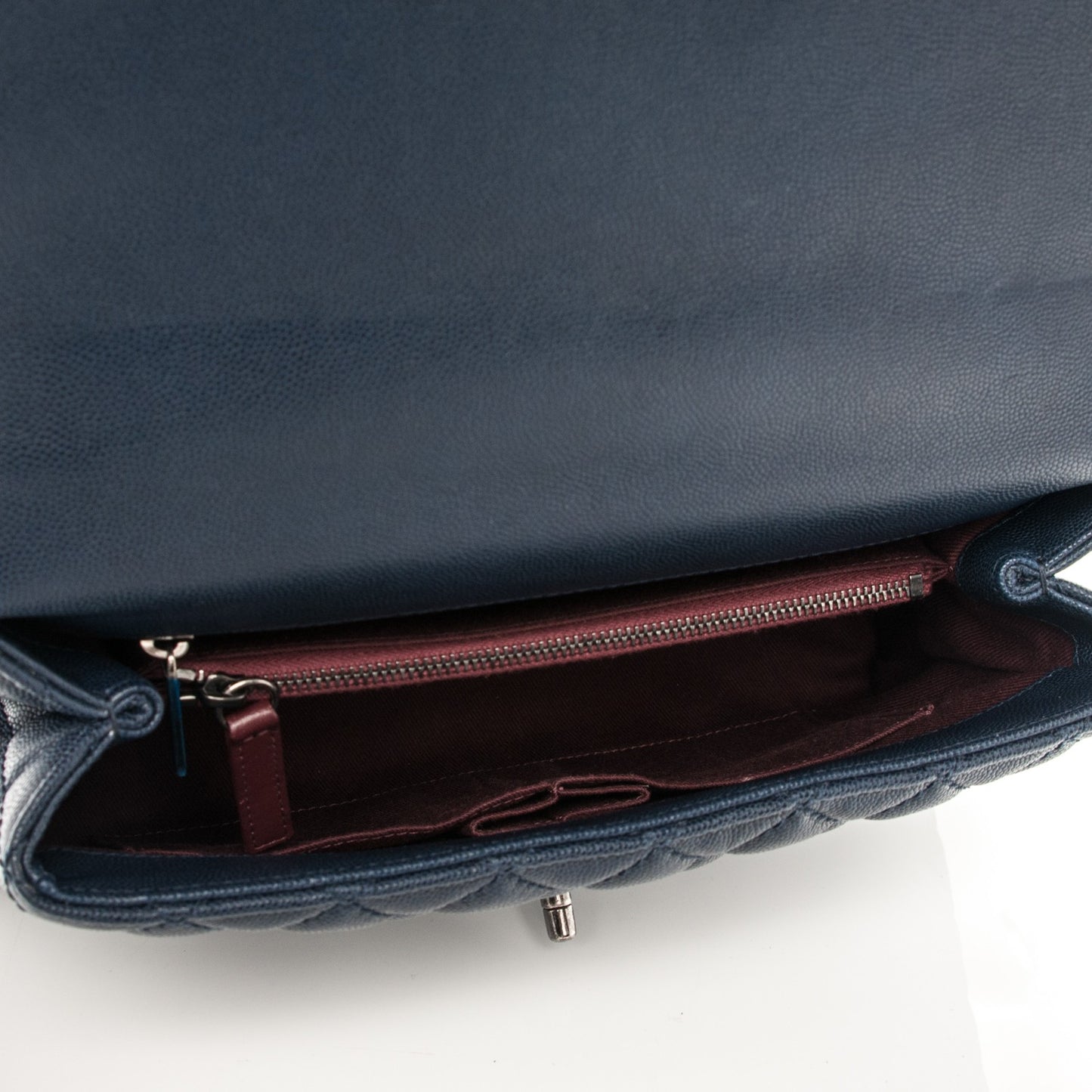 Caviar Quilted Small Coco Handle Flap Navy