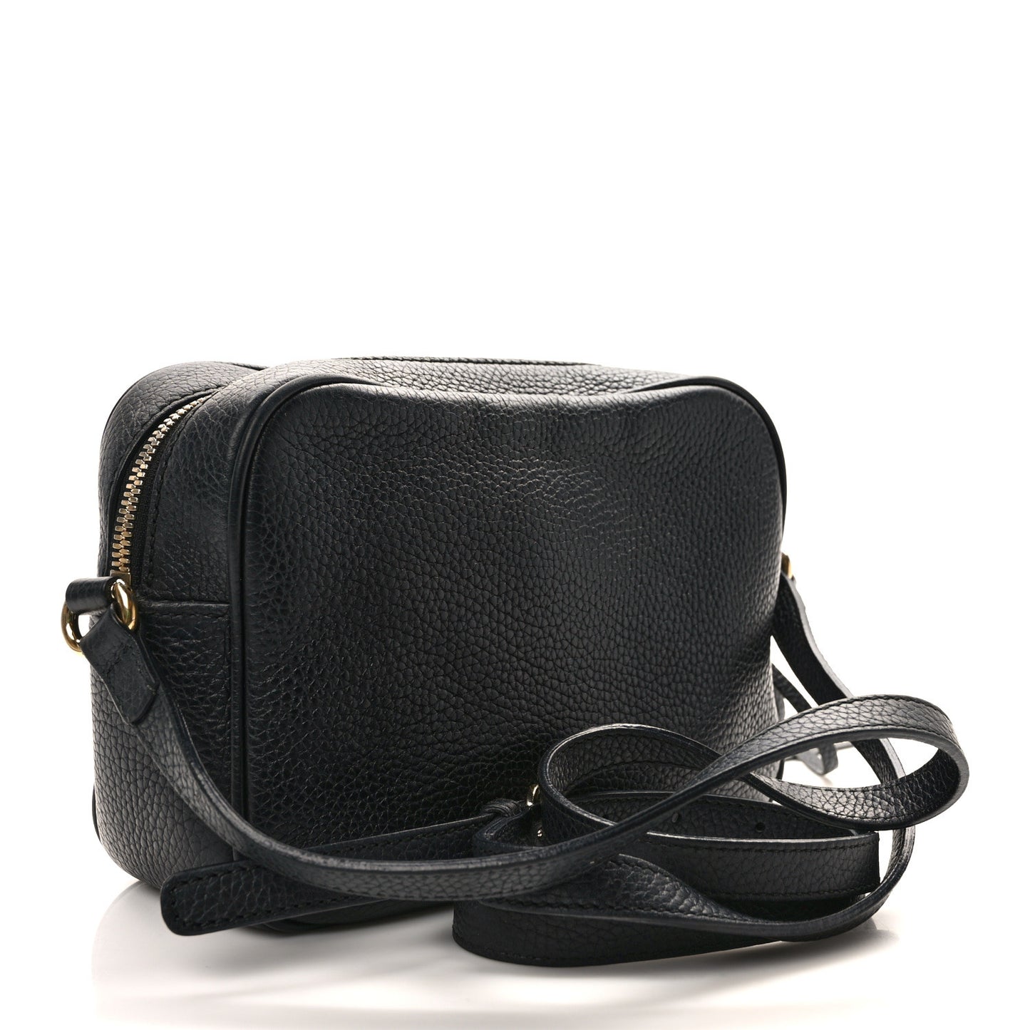 Pebbled Calfskin Small Soho Disco Bag Black