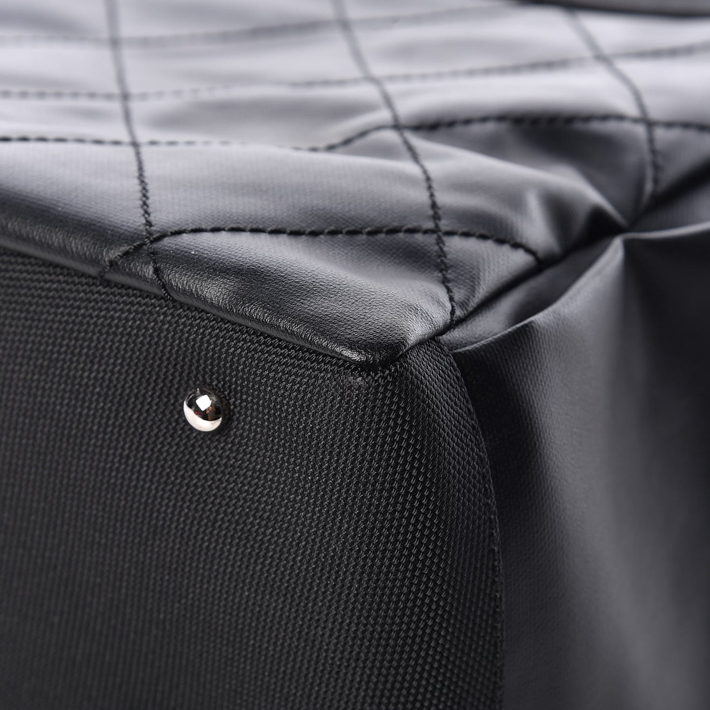 Coated Canvas Quilted Large Paris Biarritz Tote Black