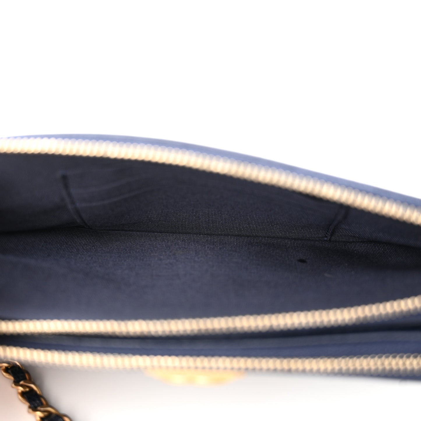 Caviar Quilted Small Boy Clutch With Chain Dark Blue