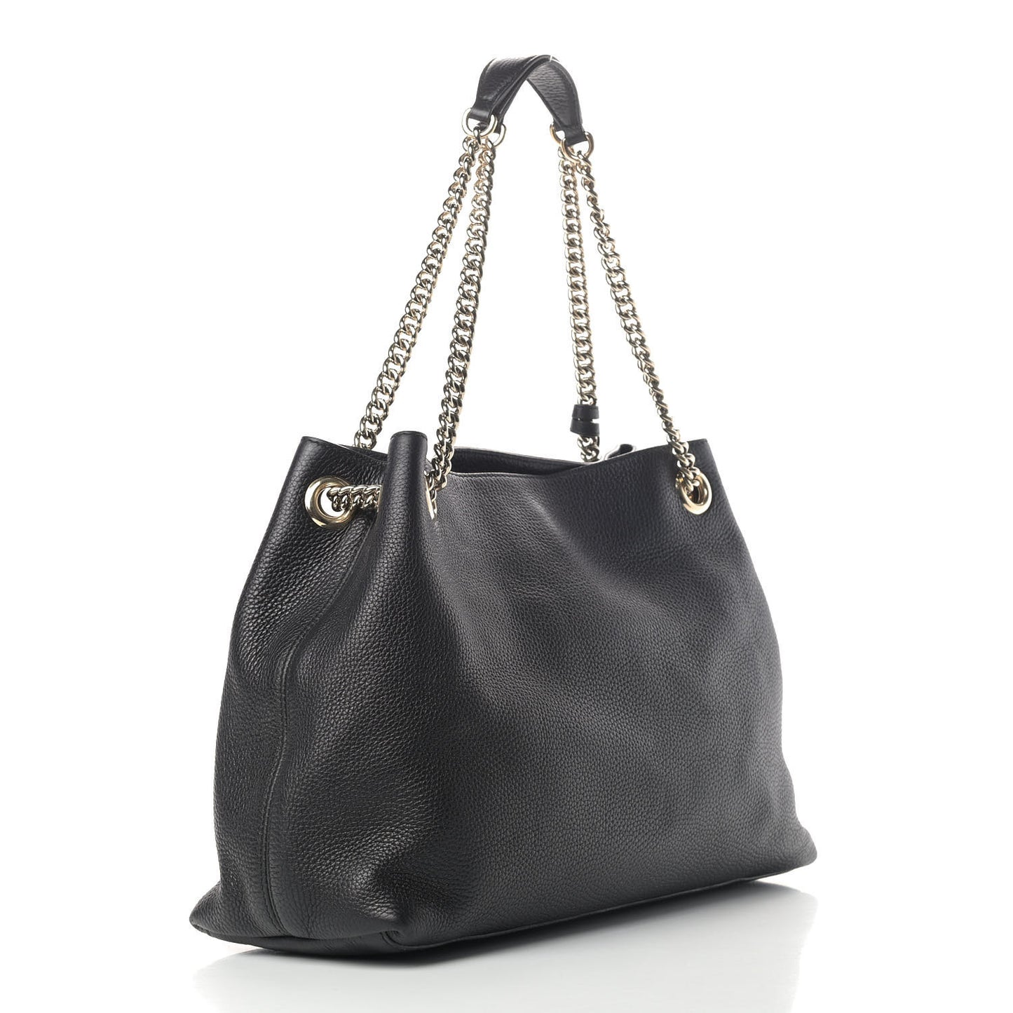 Pebbled Calfskin Medium Soho Chain Shoulder Bag Black