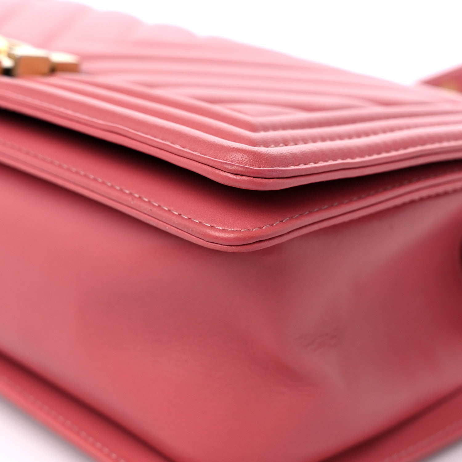 Chanel Calfskin Chevron Quilted Medium Boy Flap Pink 9 of 12