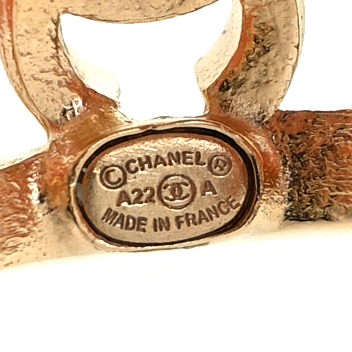 Chanel Crystal Strass CC Double Hoop Earrings Gold 4 of 5