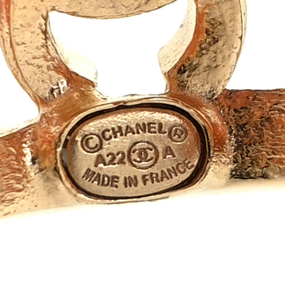 Chanel Crystal Strass CC Double Hoop Earrings Gold 4 of 5