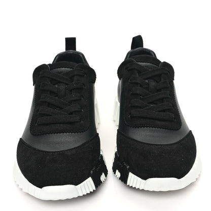 Hermes Goatskin Suede Goatskin Bouncing Sneakers 37 Black 2 of 8