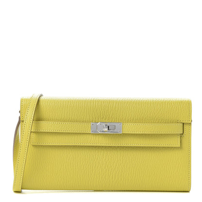 Hermes Chevre Mysore Kelly Wallet To Go Lime 1 of 10