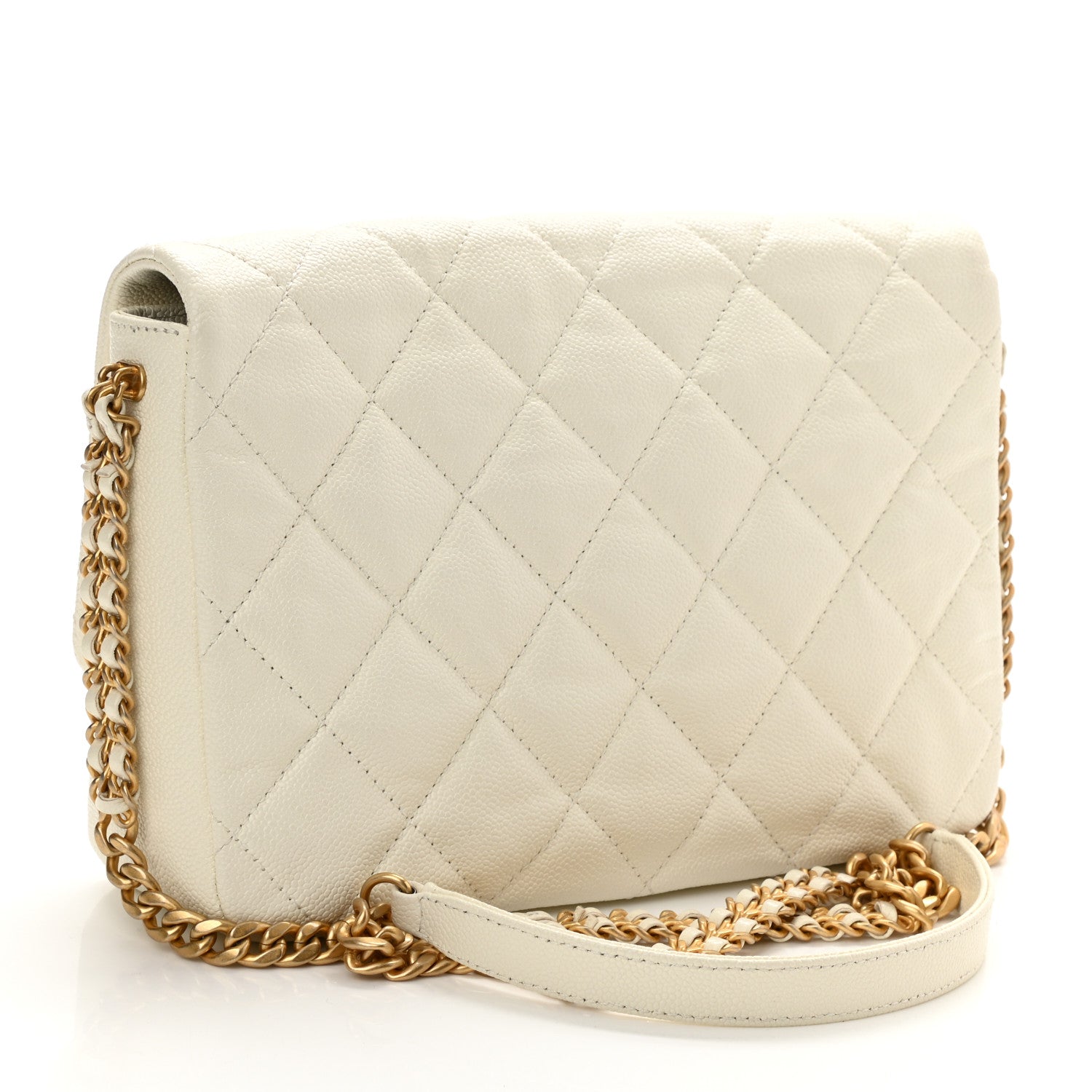 Chanel Shiny Caviar Quilted Large Chain Melody Flap White 3 of 11