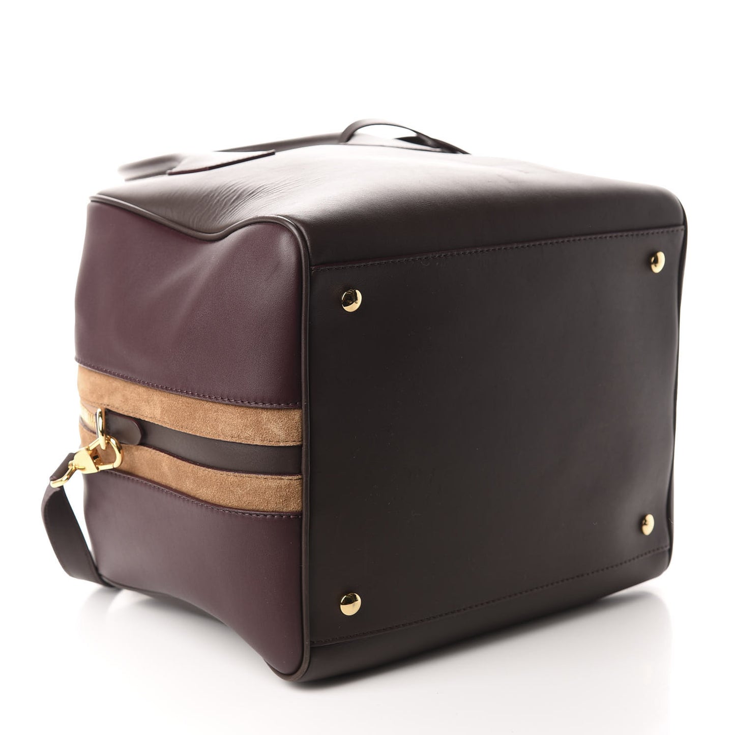 Smooth Calfskin Medium Cube Bowling Bag Mahogany