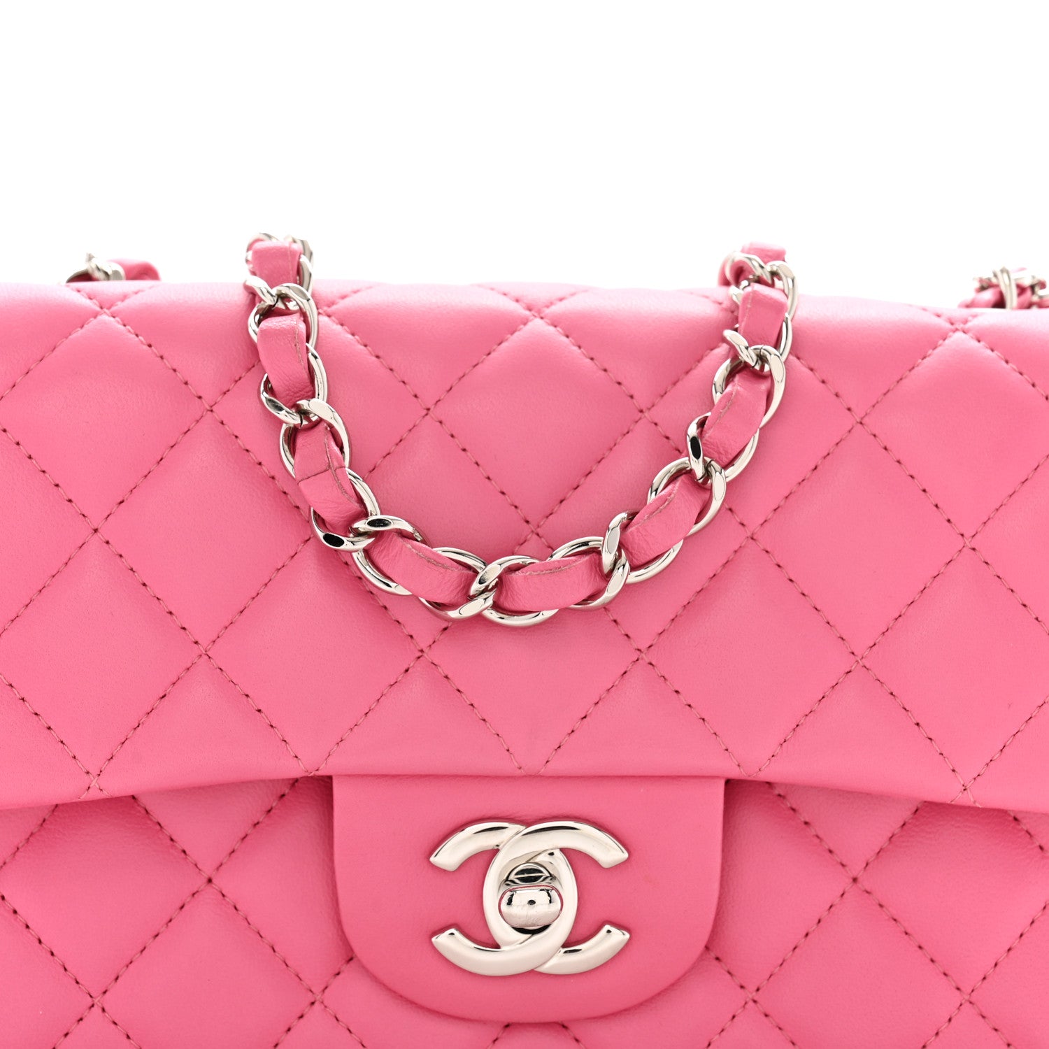 Chanel Lambskin Quilted Mini Rectangular Flap Pink 8 of 13