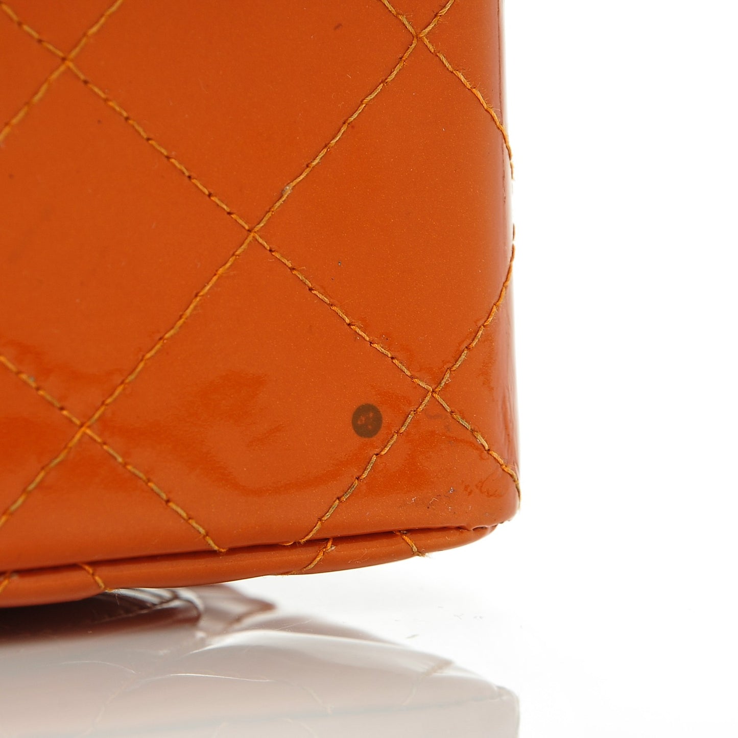 Patent Quilted Mini Square Flap Dark Orange