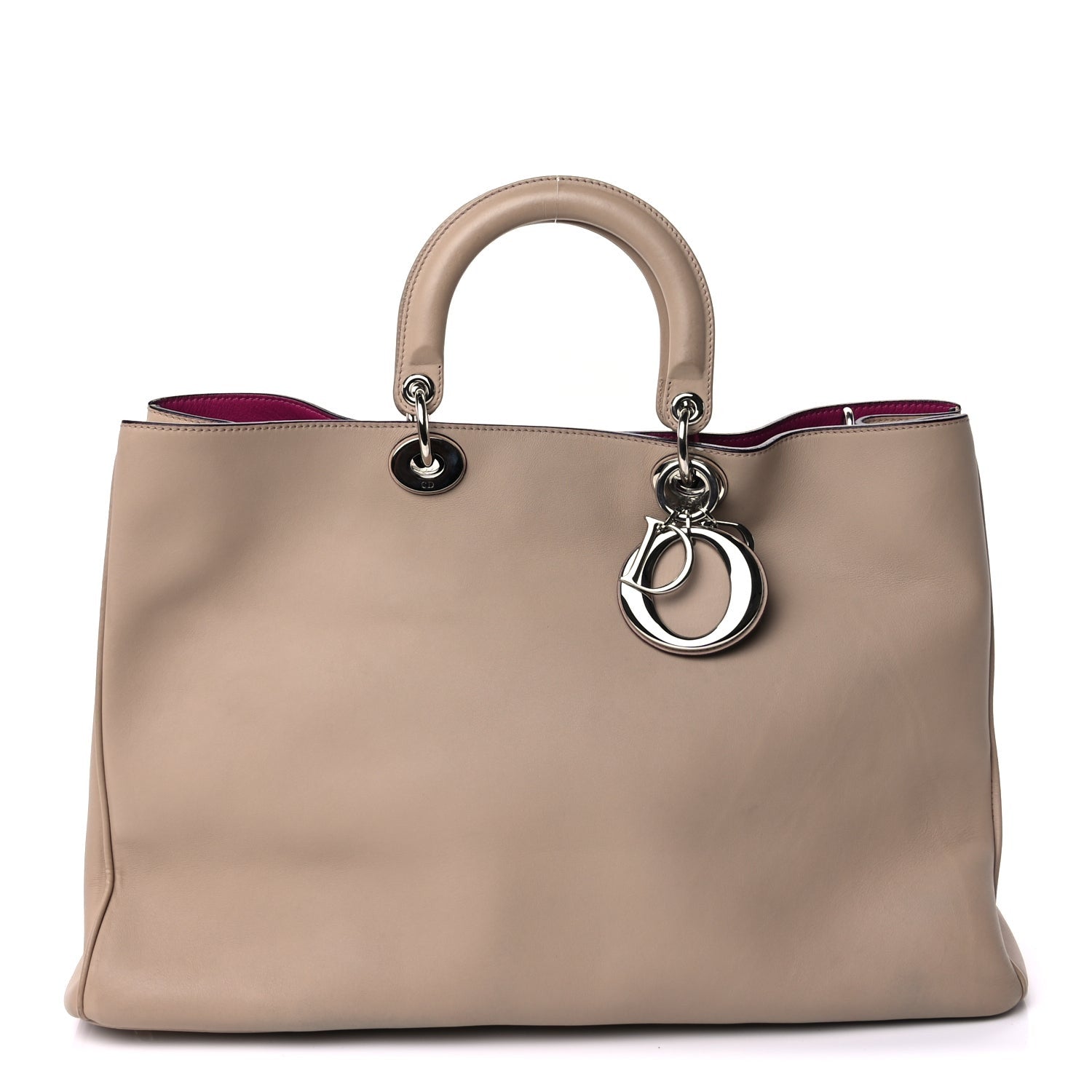 Christian Dior Smooth Calfskin Large Diorissimo Tote Beige Fuchsia 2 of 9