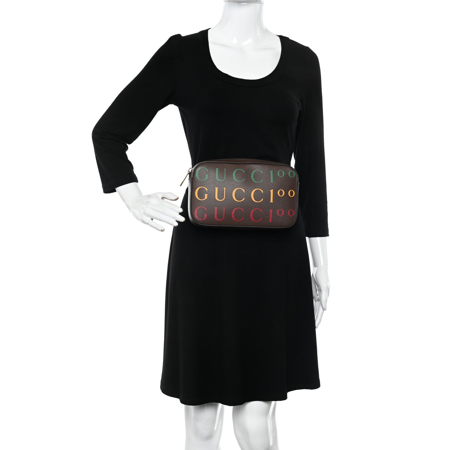 Gucci Textured Dollar Calfskin Gucci 100 Aria Belt Bag 100 40 New Acero Multicolor 2 of 10